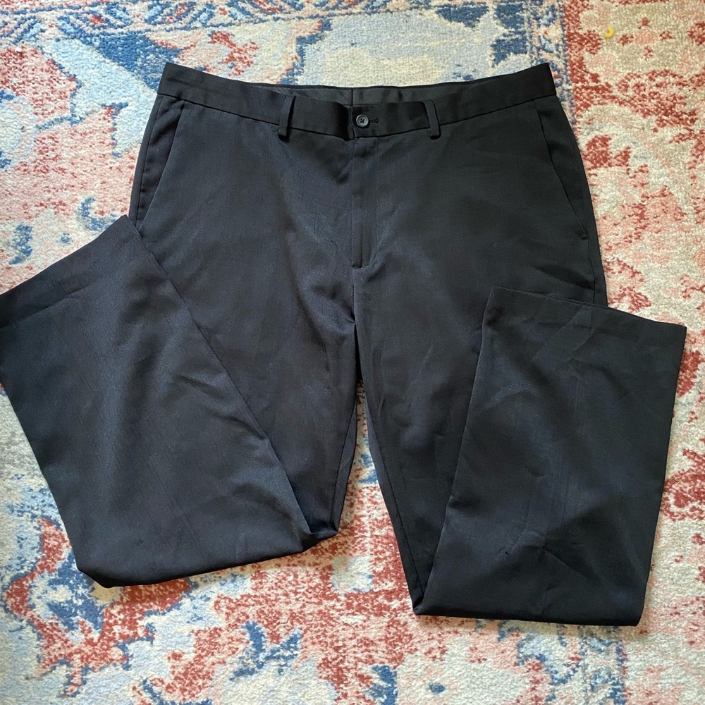 Haggar Black Dress Pants Flat Front Straight Leg